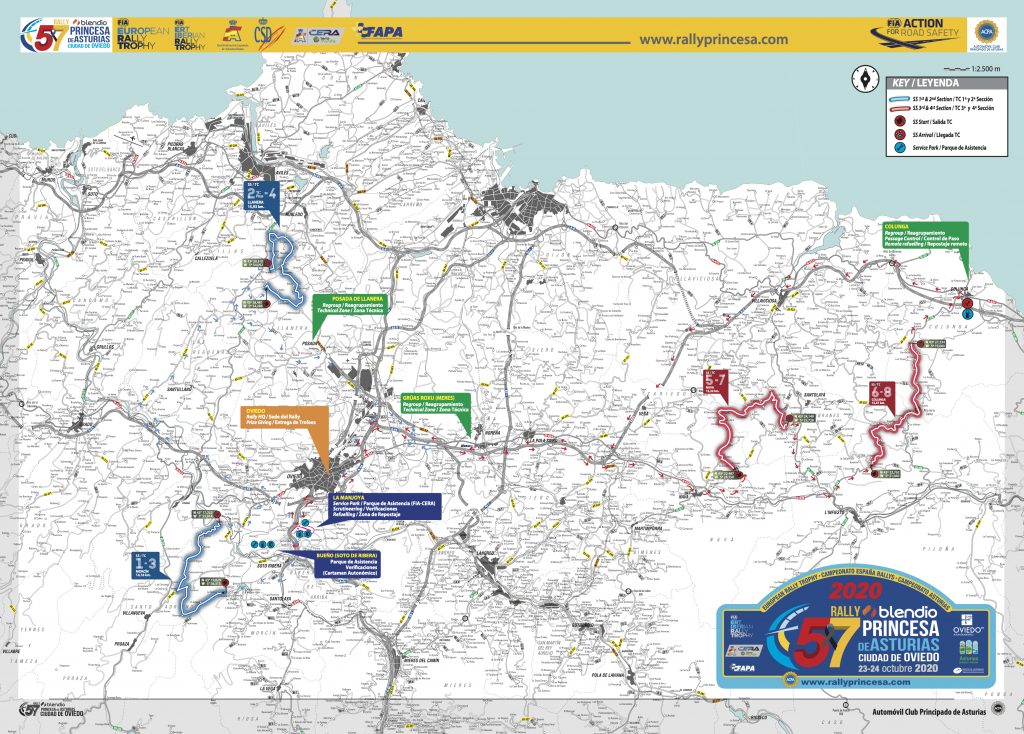 Mapa del Rally Princesa de Asturias 2020